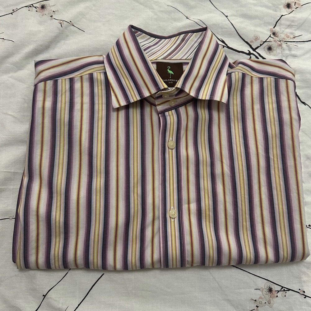 Tailorbird LS button down men shirt/ white- multicolor/ SZ L